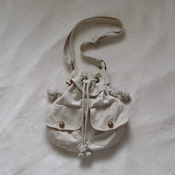 Bluenotes | Cream Canvas Drawstring Bucket Bag - Picture 2 of 9